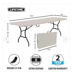  8 ft. Fold-in-Half Table Almond