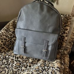 Leather Backpack grey