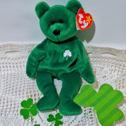 Erin the Irish Bear, Ty Beanie Baby 1997, Tag error, red Chinese stamp