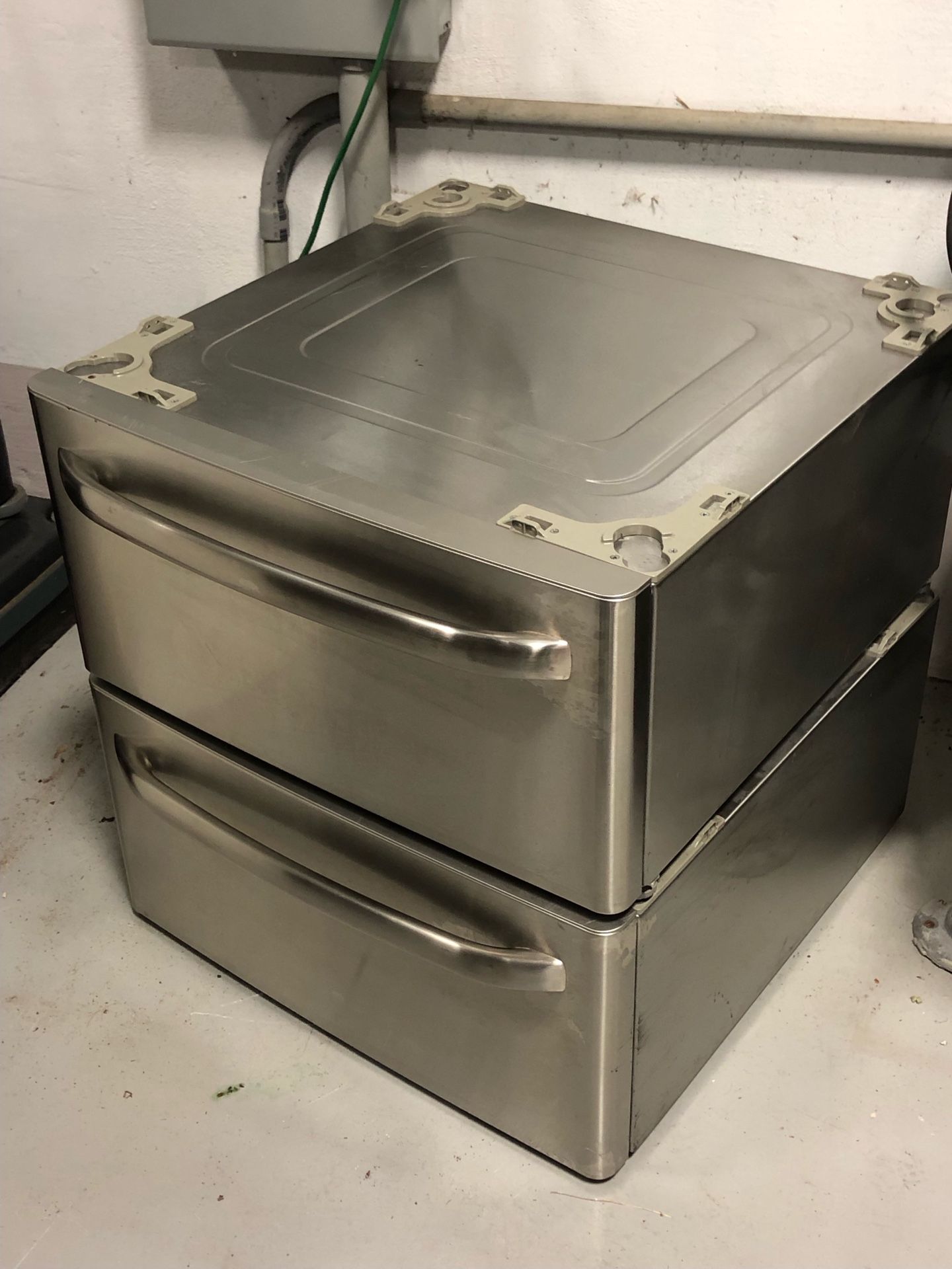 Pair of Stainless Steel Washer & Dryer Drawers
