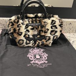 My Flat London Leopard  Fur Purse 