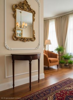 Vintage The Bombay Company Wooden Demilune Accent Table