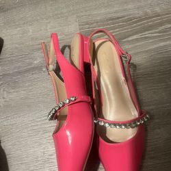 Elizabet Lang Hot Pink Sling Back Flats Size 7