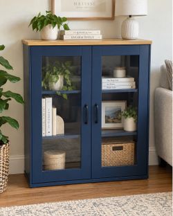 IKEA SKRUVBY Cabinet with Glass Doors – Blue