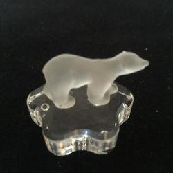 Crystal Polar Bear Figurine on Iceberg | Clear Glass Animal Decor | Gift Idea