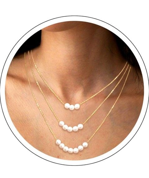 Dainty Layered Choker Necklaces Handmade Coin Tube Star Pearl Pendant Multilayer Adjustable Layering Chain Gold Plated Necklaces Set for Women