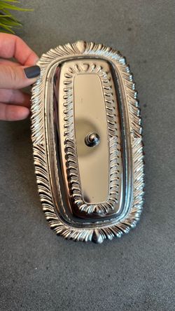 Vintage Irvinware Stainless butter dish USA Kitchen Ware Glass tray