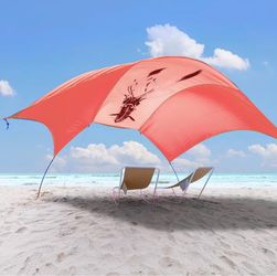 ALYCASO Beach Shade Canopy Tent Sun Shelter – Burnt Coral – 150 sq ft