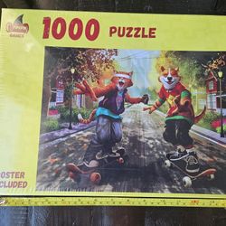 New Factory Sealed 1000 Piece Puzzle with Skateboarding Cats