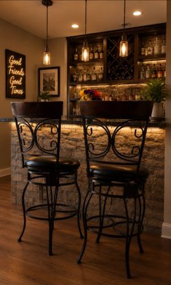 BROWN METAL BAR STOOLS