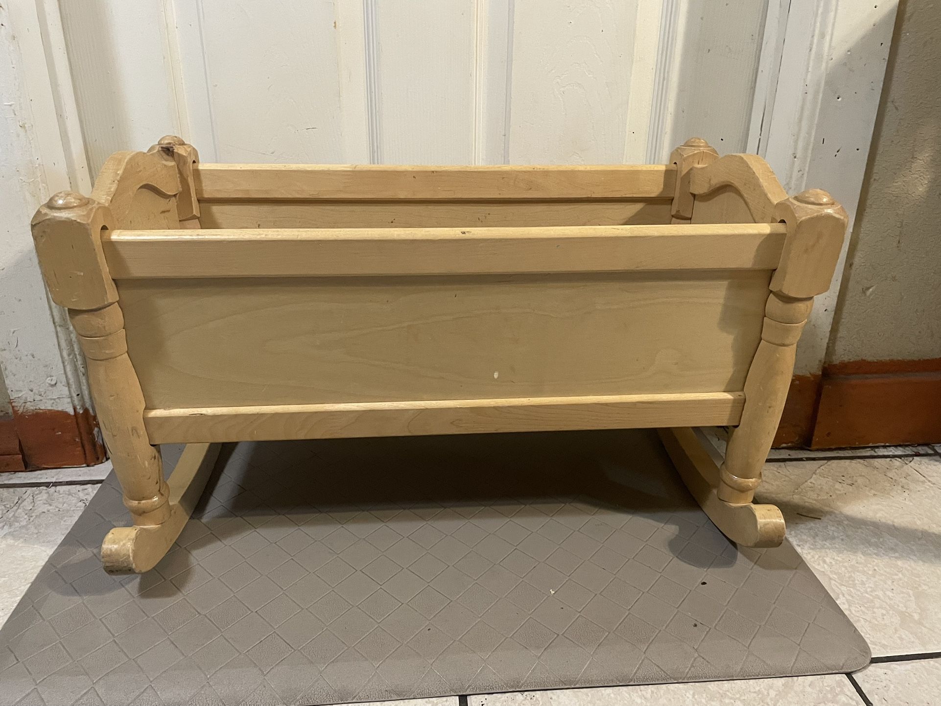 Wooden Rocking Doll Cradle 