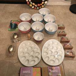 $30 FOR ALL AMAZING DEAL BRAND NEW EASTER BOWLS PLATTERS COLORING BASKETS ETC SEE PICS FOR DETAILS 