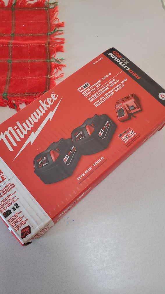Milwaukee M18 XC5.0 (2) Batteries and Charger