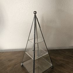 Vintage Triangle Glass  Curio Cabinet Clear Glass Display MCM - 12.5” Tall