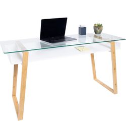 bonVIVO Massimo Small Desk - 55 Inch, Modern Computer Desk for Small Spaces, Living Room, Office and Bedroom