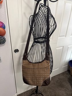 Coach Canvas and leather shoulder bag, Coach Signature Slim Crossbody
