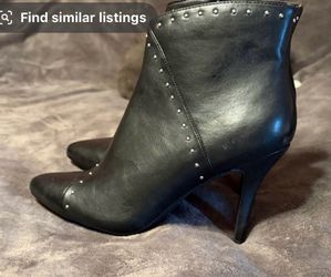 Black Leather Studded Stiletto Ankle Boots