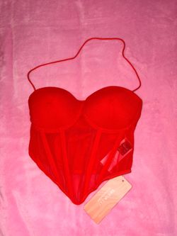 Going out red strapless top