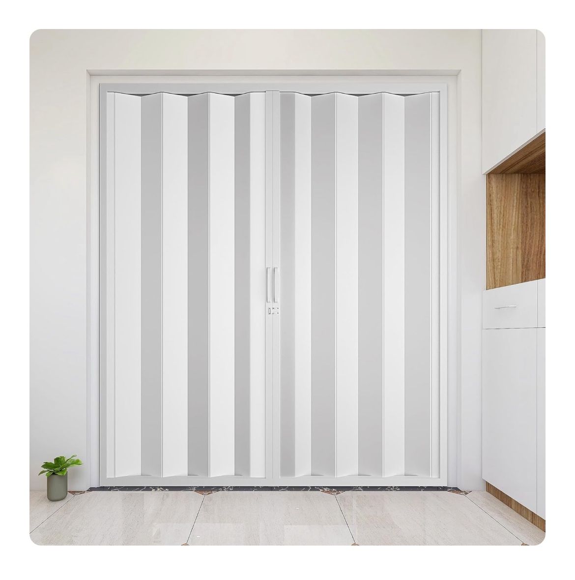 NeatiEase Accordion Door 72x80, Portable Interior PVC Folding Door, Bifold Closet Doors with Latch, Handle, Mounting Hardware 72"x80"