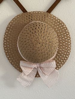 Toddler Girl Adorable Woven Straw Sun Hat w/ Pink Bow