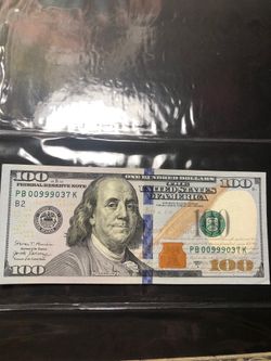 $100 Note with fancy numbers