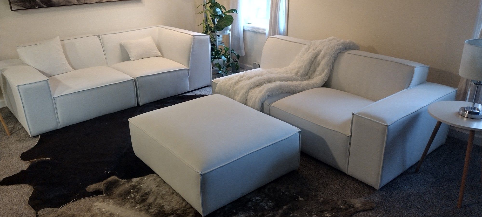 Modway Restore Modern Sectional Sofa Set And Ottoman, White