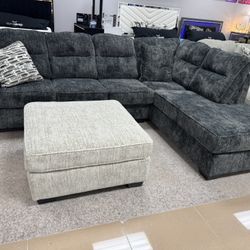 Lonoke Sectional Dark Grey And Beige 