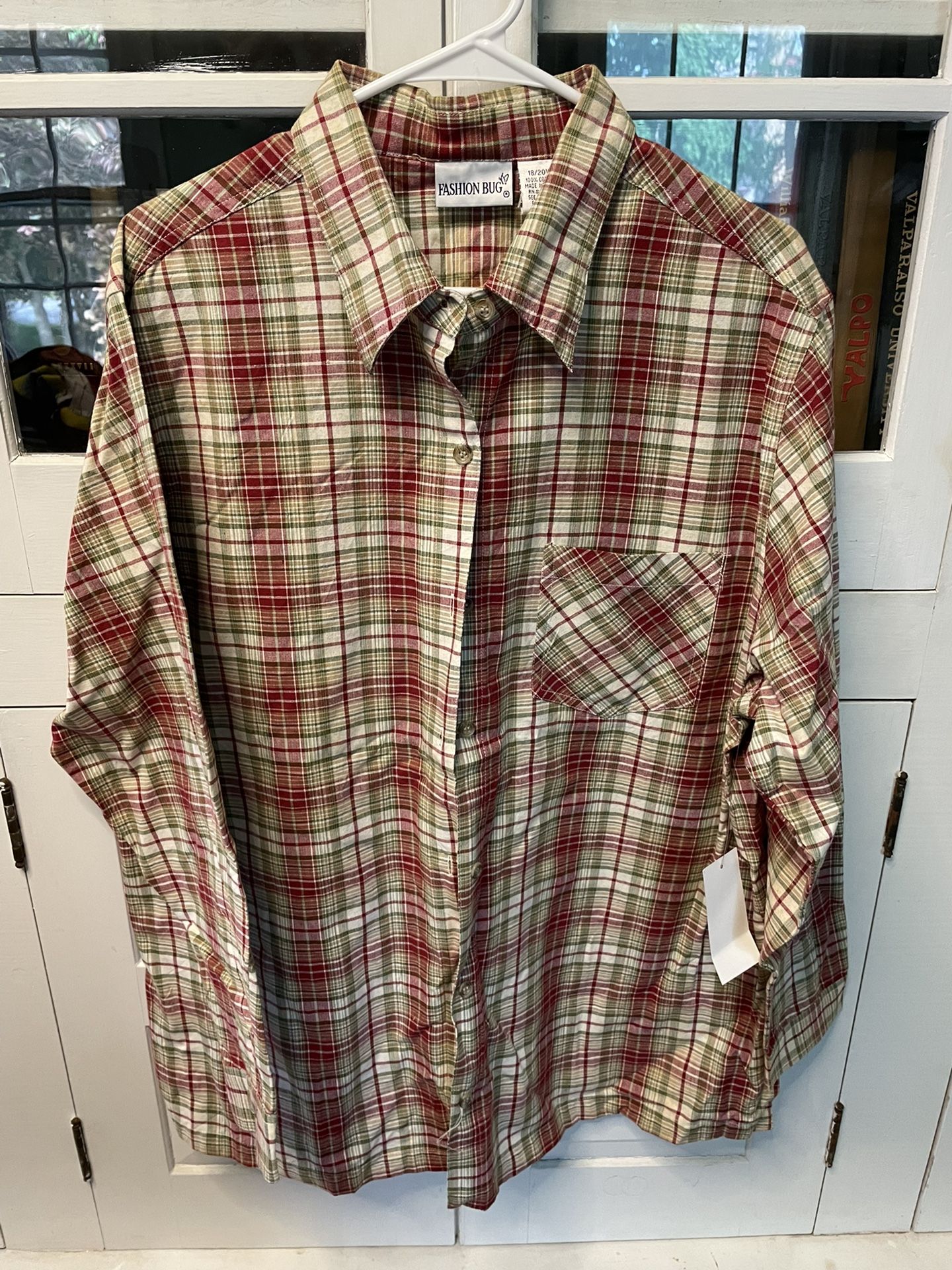 Fashion Bug Button Down Shirt Plaid Size 18/20 Still New With Tags