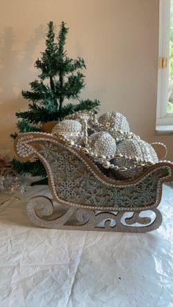 Christmas Sleigh New 12x9x6 Inch Handmade 