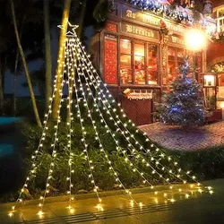 Warm White Christmas Decorations 14" Iron Star String Light 320 LED Christmas Tree Topper Fairy Lights for Outdoor Indoor Patio Yard Xmas 12 Ft Total