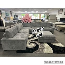 Corduroy modular living room sectional sofa with ottoman  //  Christmas Sale 