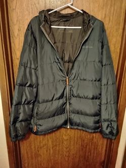 Eddie Bauer Charcoal Gray Hooded Down Puffer Jacket Size XXL