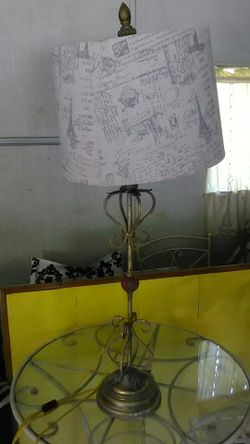 Vintage Brass Lamp with French Shade