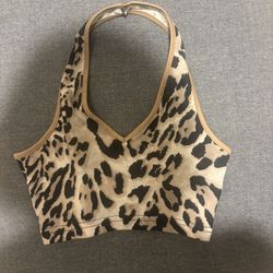 Woman’s  Size Small Leopard  Print Halter Crop Top