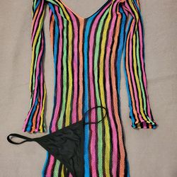 Shein Rainbow Fishnet Dress