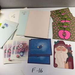 Vintage Hallmark Greeting Card Lot F-16 Christmas Floral Stationery Mixed Paper