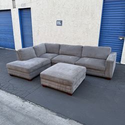 FREE LOCAL DELIVERY 🛻 Penelope Fabric Sectional with Ottoman – Gray