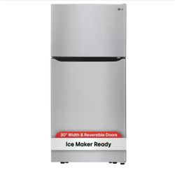 LG 30 in. W 20 cu. ft. Top Freezer Refrigerator w/ Multi-Air Flow and Reversible Door in Stainless Steel,ENERGY STAR. New! $650 Location: Arlington  S