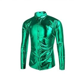 Green Metallic Button Top