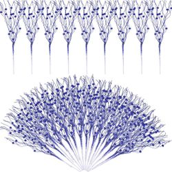Yunsailing 20 Pcs Christmas Artificial Glitter Berry Stem Ornaments 17 Inch Fake Long Branch Tree Picks Flowers For Tall Vase Xmas Wedding Party Decor