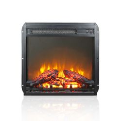 18" Electric Fireplace Insert,Ultra-Thin Fireplace Heater with Log Set & Realistic Flame, New in Box