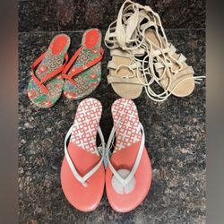 Sandal bundle BAMBOO Pink and Tan Sandals Casual Summer Footwear all size 6