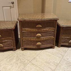 Glass-topped Rattan Bedroom Set