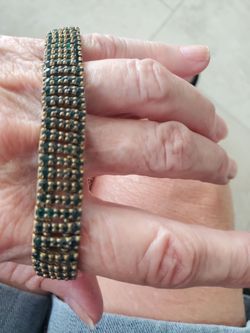 vintage green stones bracelet  large Blue stone ring or large green stones stretch bracelet  $20 each