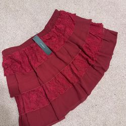 New xl red mini skirt short ruffle stretchy emo Lolita alt goth