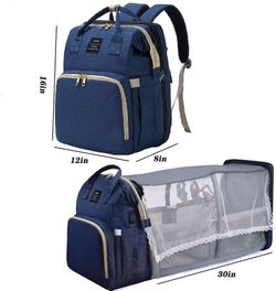 🥨ANWTOTU Baby Diaper Bags Backpack with Changing Station(Ungrade Blue 900D Oxford Waterproof Diaper Bag Backpack for Moms Dads with USB Charging Port