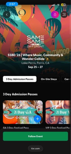 Same same but different 3 day admission pass