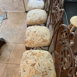 4 chairs newly reupholstered with new rustoleum paint