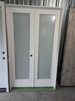 French Door  Frosted Glass Interior 48x80 Prehung 