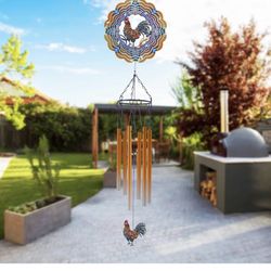 Wind Chimes with Rooster Wind Spinner, Chicken Gifts 